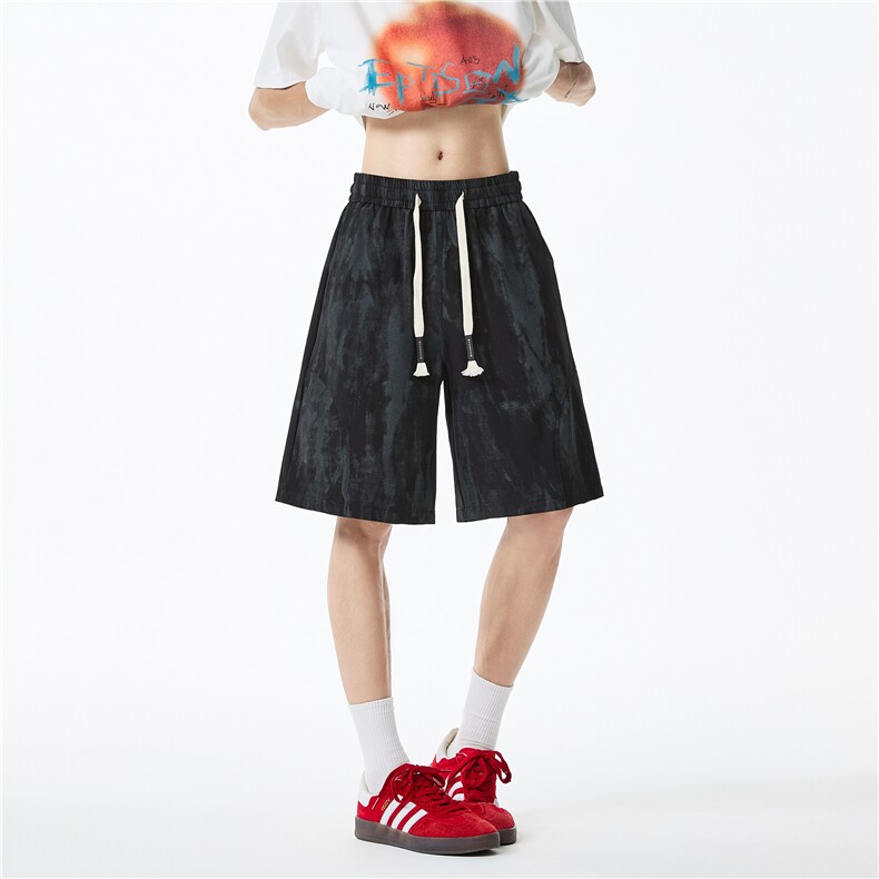 抖音品质潮流扎染设计感宽松休闲冰丝短裤B315-K25408-特p25控48图片