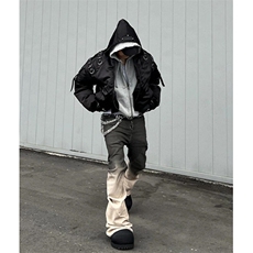 OR渐变黑白褪色做旧微喇叭堆积拖地暗黑飘带牛仔裤男NB36，男装牛仔裤，星座1116A（原606A-3）