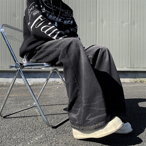 2024秋季水洗直筒牛仔裤男高街ins潮牌宽松休闲阔腿裤 K7575-P42图片
