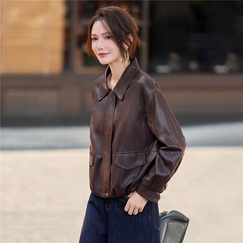 【大量现货】2026秋季女装新款时尚高级感小个子短款皮衣外套,女装皮衣,缘衣格