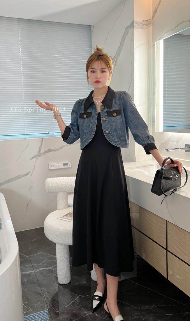 牛仔套装裙，女装职业装，幸运阁