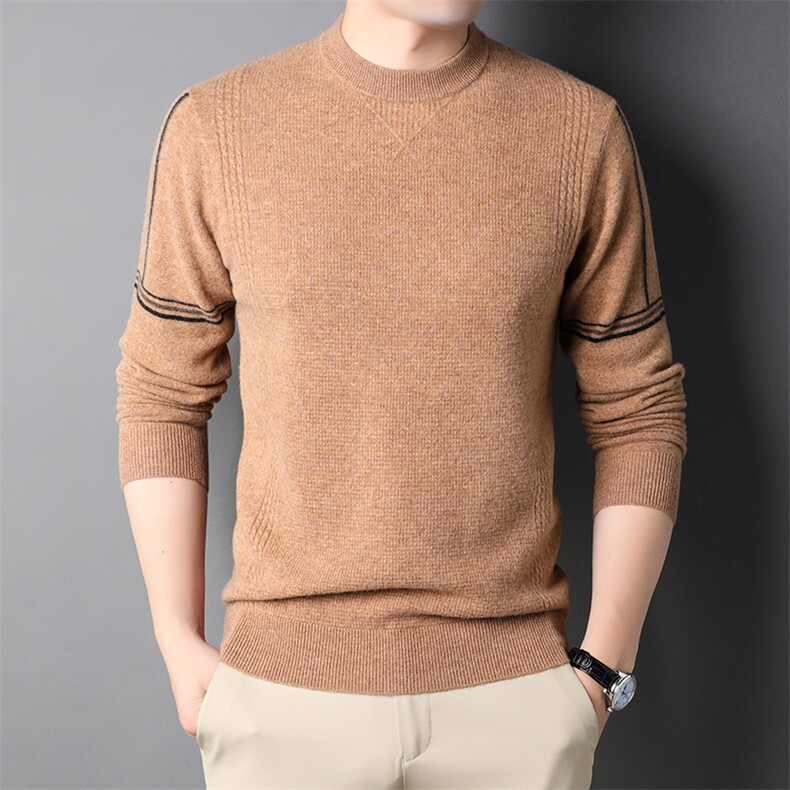 秋冬男士长袖羊毛毛衣男纯色圆领针织打底上衣QLM77811-P170，男装针织衫/毛衣，电商B212（原钱塘6029）
