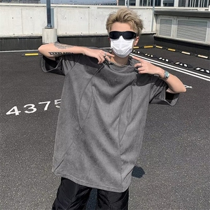 2025夏文艺ins简约新款麂皮绒短袖T恤 T5575 P35图片