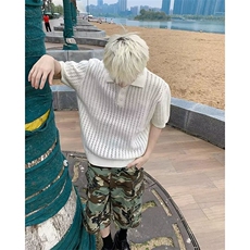 夏季韩风气质翻领polo衫男短袖透气休闲凉感纯色休闲上衣TB6013，男装Polo衫，星座1116A-1（原606A）