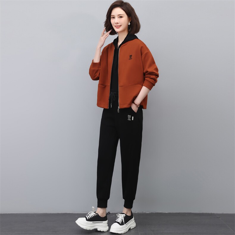2023年秋季新款短外套套装女宽松显瘦韩版宽松显瘦两件套装裤子棉图片