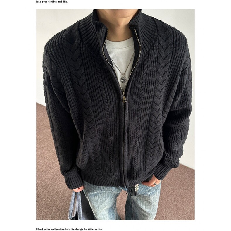 美式复古麦穗纹开衫毛衣外套男女款秋冬保暖长袖针织衫上衣,男装针织衫/毛衣,星座506A