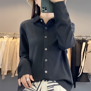 秋冬polo领德绒衬衫女单排扣休闲衬衣外套上衣宽松显瘦百搭开衫图片