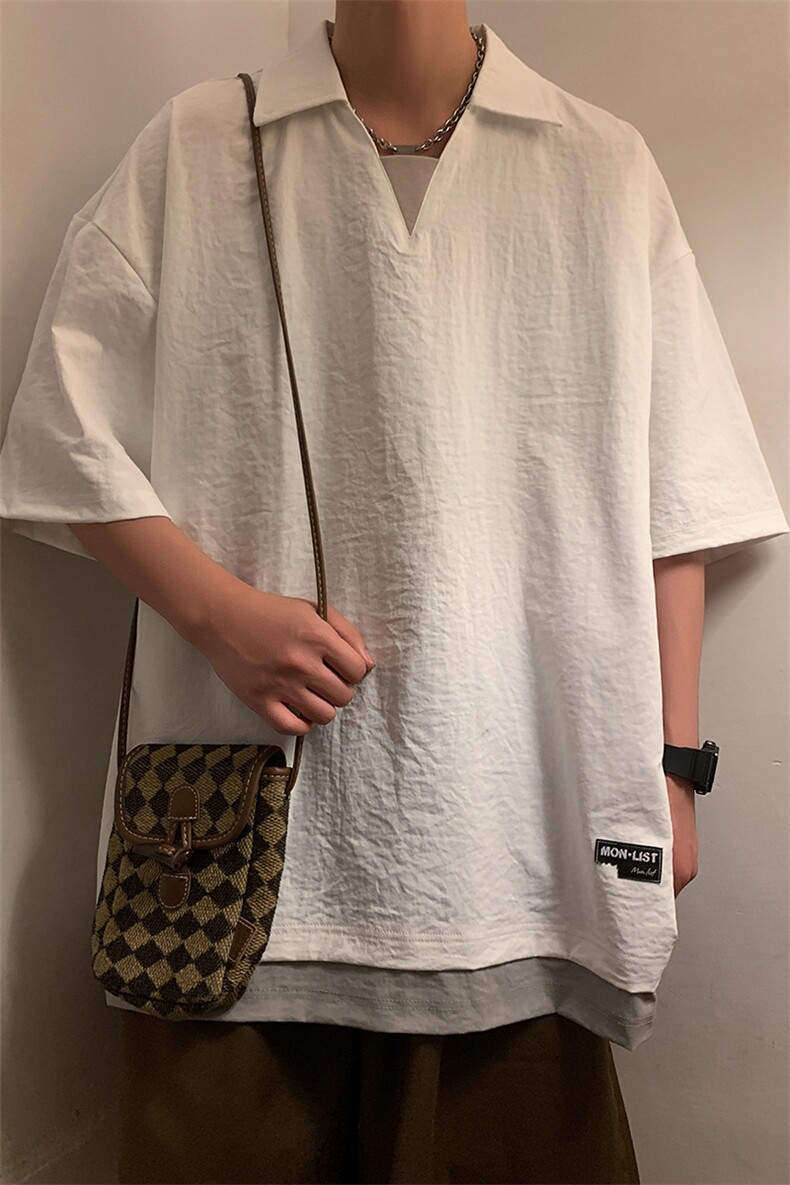 冰氧仿棉短袖港风暖光体恤休闲百搭纯色POLO衫男上衣TC3143-P35,男装Polo衫,星座717