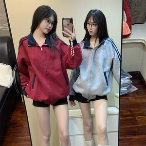 抖音得物高品质 美式高街重磅结构设计拼接织带立领卫衣外套 CM42图片