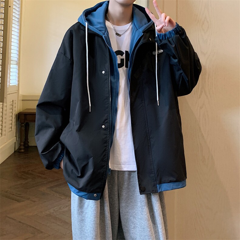 XZ102B-1秋季假两件宽松/连帽休闲外套潮夹克JK2302P80,男装夹克,星座102B-1