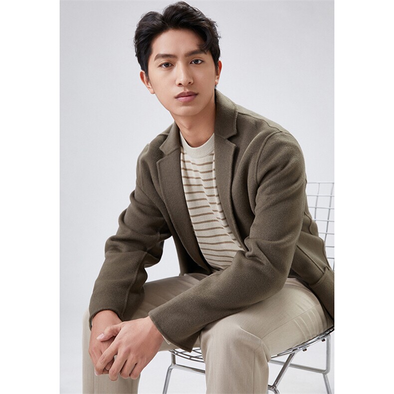 2025年夏季常规长袖纯色短款西装时尚百搭简约大方，男装西服，蒙绒特