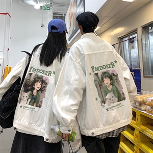 秋季港风大码不一样情侣学生印花牛仔外套男JK564-P65控价88