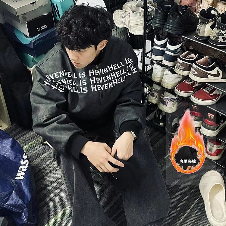 美式高街立领夹克外套男女秋冬季节潮牌字母印花棉服棒球服，男装夹克，四季星座505