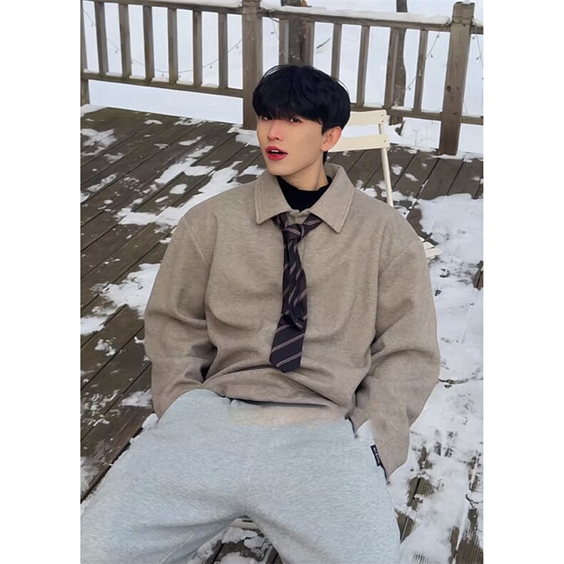 送领带短宽外套美式复古老钱风松弛polo翻领卫衣G1180特P50，女装短外套，电商A339