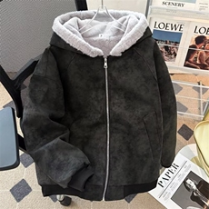 加绒加厚保暖卫衣男士秋冬新款韩版潮流情侣纯色外套百搭上衣服潮，男装棉衣，星座506A