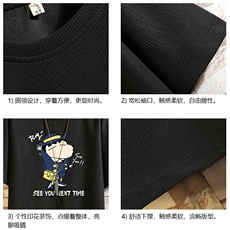 HT73240-P22华夫格t恤男短袖男大码五分袖砖墙，男装T恤，电商A040A