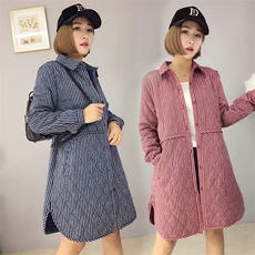棉衣/棉服2020年冬季舒适长袖女长款加厚保暖时尚简约百搭，女装棉衣/棉服，深水步