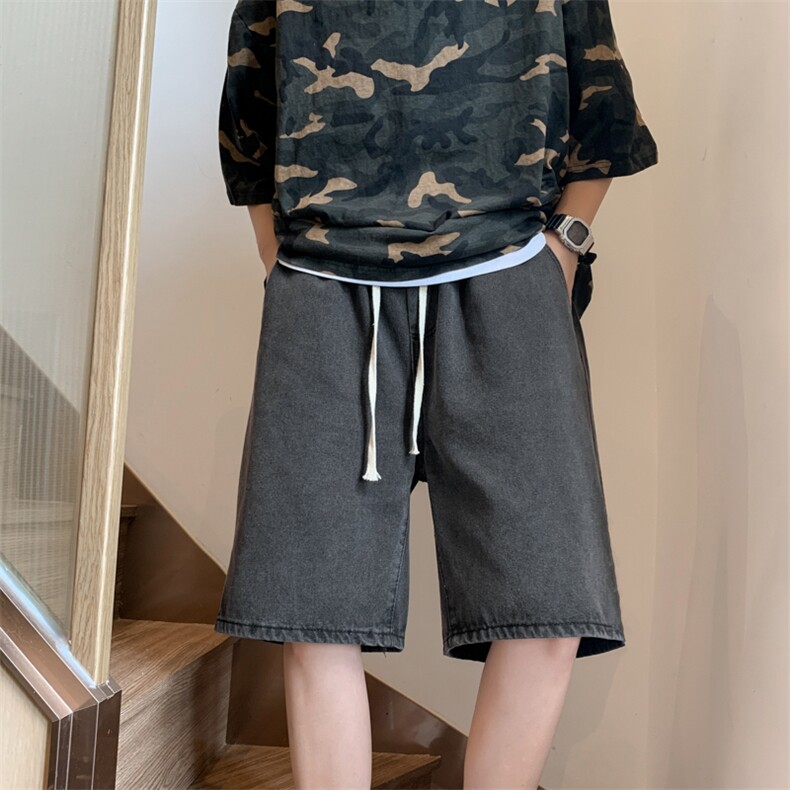 短裤男夏季美式高街直筒裤子潮牌痞帅宽松休闲五分裤DK01054-P37,男装牛仔裤,星座308B-2