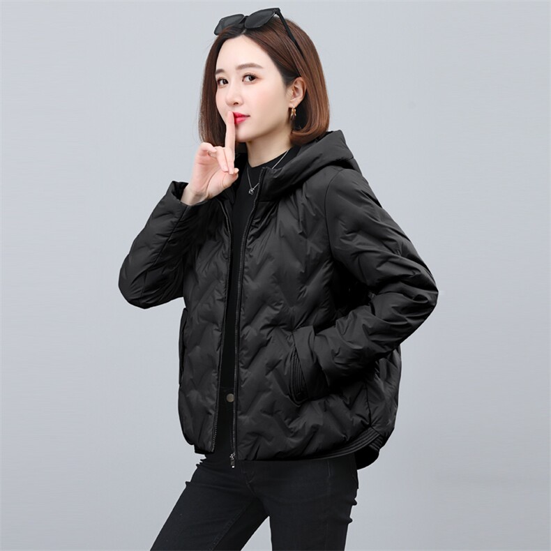 时尚宽松连帽羽绒服冬季保暖轻薄外套显瘦百搭女装,女装羽绒服,依恋蒂丝