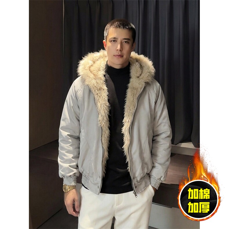 现货高品质美式高街冬季重磅硬挺短款座山雕毛领棉衣男女加厚外套，男装棉衣，电商A486-1