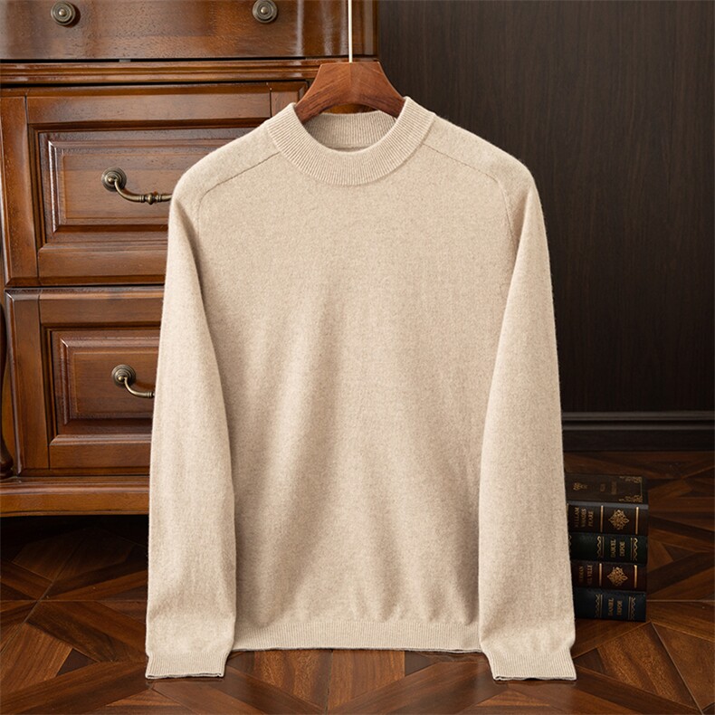 男士马鞍肩套头衫毛衣男纯色圆领秋冬新款百搭打底衫，男装羊绒套衫，启东羊绒