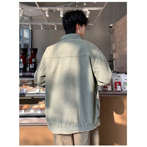 A1003 P75 秋冬新款青年男生休闲日系港风潮男外套夹克水洗牛仔图片