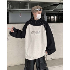 美式复古连帽卫衣24春季新款抽绳拼接套头外套XZ514-2-20246-P88，男装卫衣，星座514-2(原B239)