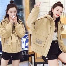 2020冬季新款派克加绒棉服潮酷气质印花设计不挑身材遮肉显瘦派克服，女装派克服，靓星雨