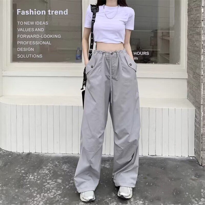 美式速干工装裤子女夏季薄款宽松休闲运动裤束脚抽绳高腰阔腿裤潮,男装休闲裤,星座506A