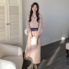 现货--卫衣时尚运动套装裙女春秋2025新款韩系减龄撞色三件套，女装套装/套裙，浙宝203
