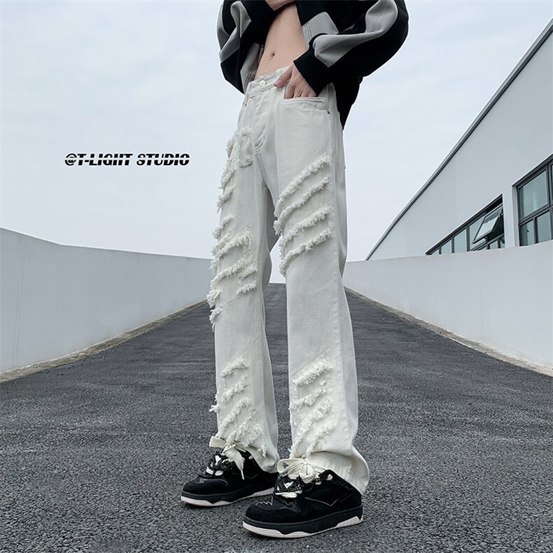 B221美式ins高街暗黑小众情侣个性款休闲牛仔裤LK23051-P65控88,男装牛仔裤,电商B221