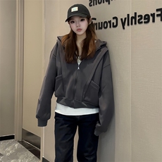 抖音得物高品质二开25秋冬美式重磅宽松结构设计连帽卫衣外套W78，男装卫衣，电商A486-1