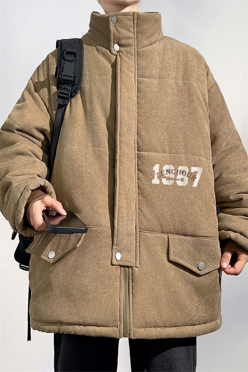 DT2235-TP130控价178冬季新款字母印花外套男保暖休闲宽松棉衣,男装棉衣,电商A102-1
