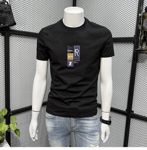 男士高端简约短袖T恤潮牌夏季透气纯棉薄款修身圆领半袖体恤上衣图片