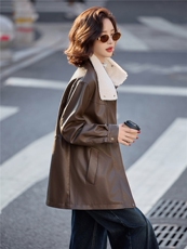 【冬季新款】大量现货时尚休闲中长款加绒加厚保暖派克服加绒皮棉，女装皮衣，魅衣本色