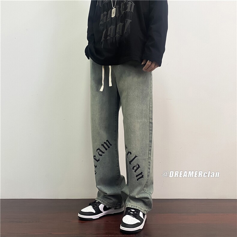 k820-p55-控78拉链黄泥牛仔在高阶宽松大码牛仔裤cityboy,男装牛仔裤,星座116