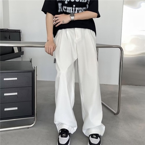 美式复古白色牛仔裤男女基础纯色直筒裤宽松休闲裤子 KR05图片