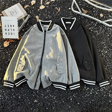 时尚新款百搭潮流文艺棒球服毛呢外套原宿气质简约日系HH209P59，女装短外套，星座1013-5