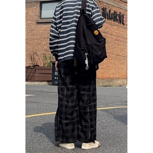 肌理感格纹休闲裤男2025卫裤搭配卫衣牛仔裤子1412-2/1030/P55图片