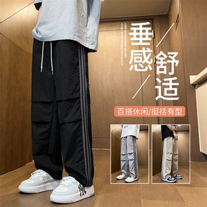 得物二开 春季新款撞色侧条纹伞兵裤宽松直筒休闲运动裤 K501-P32图片