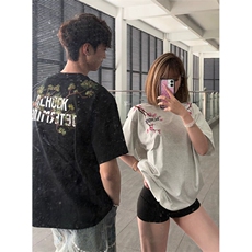 万针全刺绣工艺抖音得物高品质260克重磅纯棉双纱美式高街短袖T恤，男装T恤，电商A486