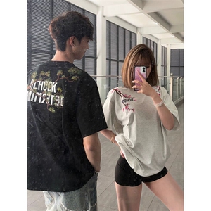 万针全刺绣工艺抖音得物高品质260克重磅纯棉双纱美式高街短袖T恤图片