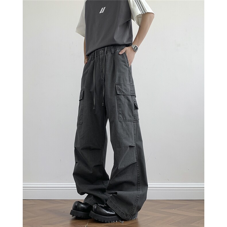 春秋美式复古水洗直筒工装休闲裤男痞帅宽松阔腿休闲裤M2044-P68，男装工装外套，星座1008