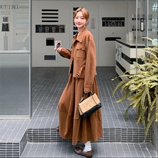 咖色时髦复古盐系穿搭工装套装裙女秋季2025新款外套半身裙两件套，女装套装/套裙，2C305