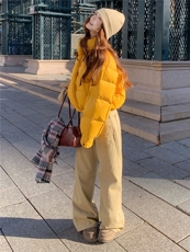 2025新款韩系羽绒服女短款小个子立领面包服加厚羽绒服外套，女装羽绒服，诺蝶