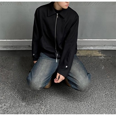 美式复古飞片合页解构翻领拉链夹克男女春秋季cleanfit飞行员外套，男装夹克，四季星座505