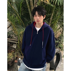 抖音得物二开美式高街重磅结构双层撞色连帽卫衣开衫外套W116，男装卫衣，电商A486