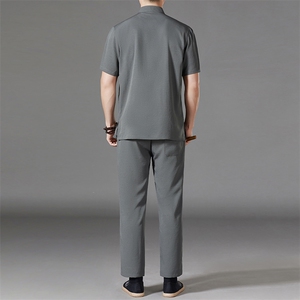 唐装太极服中式刺绣立领风短袖套装时尚爸爸装MJ7301-P73图片