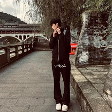 美式高街潮牌男女运动休闲裤直筒宽松慵懒显瘦印花休闲卫裤子，男装休闲裤，电商A486