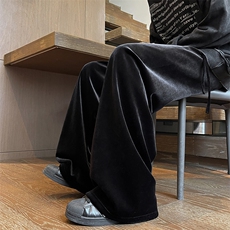 8XL-M加绒美拉德宽松金丝绒阔腿裤垂感拖地裤K993P55加绒65控78，男装休闲裤，电商D206-1